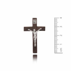 Holzkreuz aus Jerusalem mit der Inschrift INRI und dem Jesu Christi, 4 x 2,5 cm
