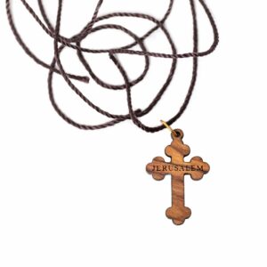2,5 cm mit Echtheitszertifikat Olivenholzkreuz "Ortodox" am Band aus Betlehem