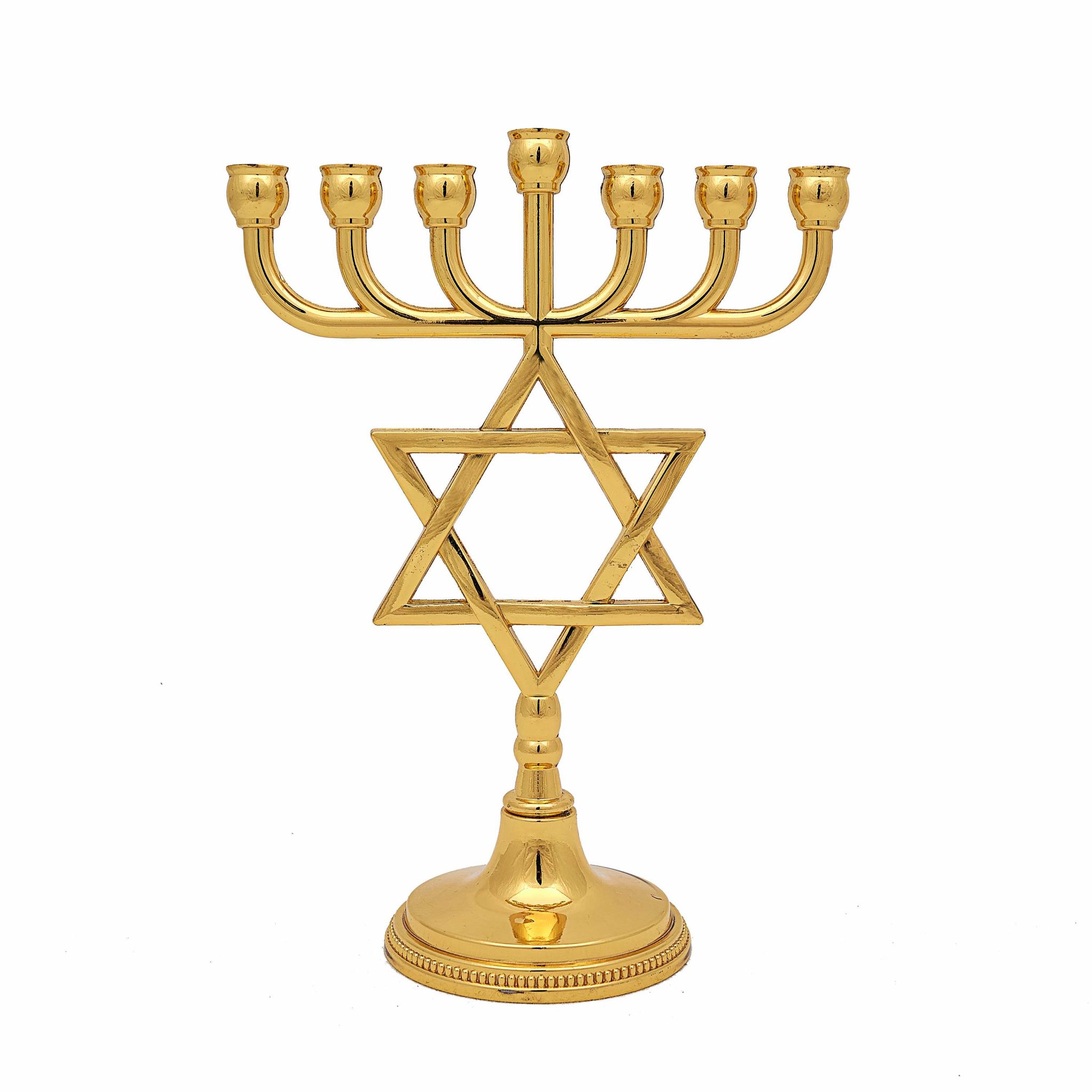 Menora mit Davidstern in der Mitte Jerusalem aus Gold