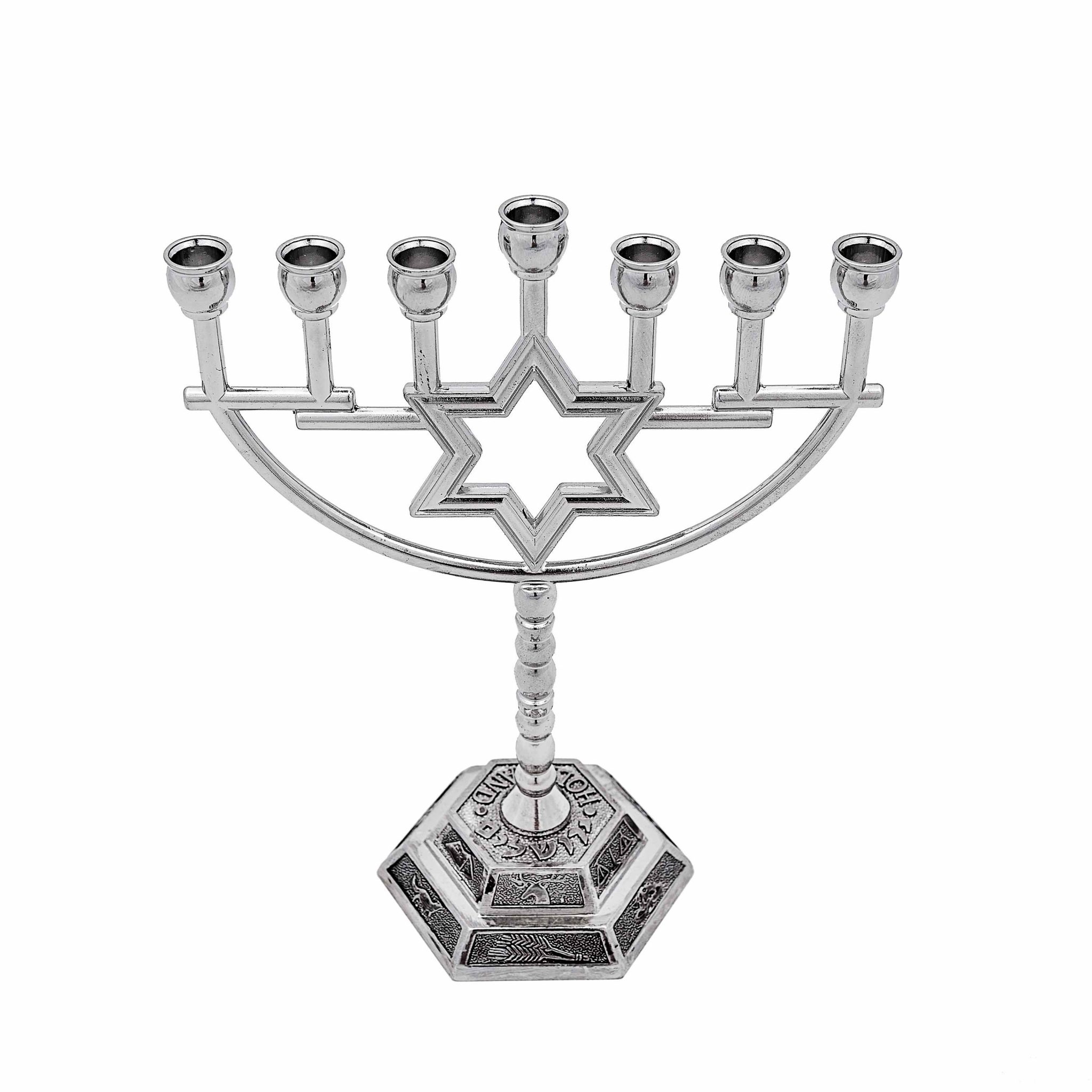 Menora mit Davidstern in der Mitte Zwölf Stämme Israels