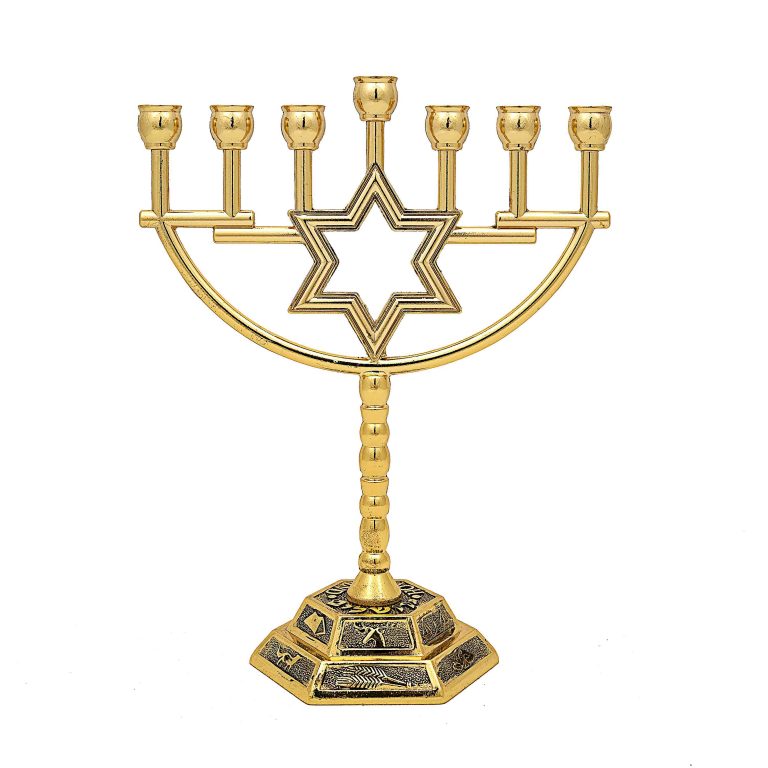 Menora mit Davidstern in der Mitte Zwölf Stämme Israels