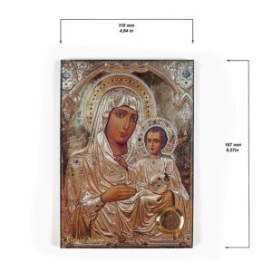 Ikone Mutter Gottes mit Heiliger Erde, in der Grabeskirche geweiht, 17 x 12 cm